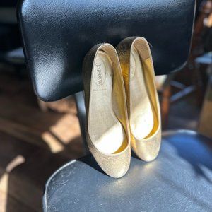 GOLD J Crew Ballet Flats